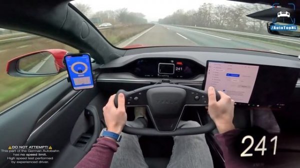 Tesla Model S PLAID максимальная скорость POV