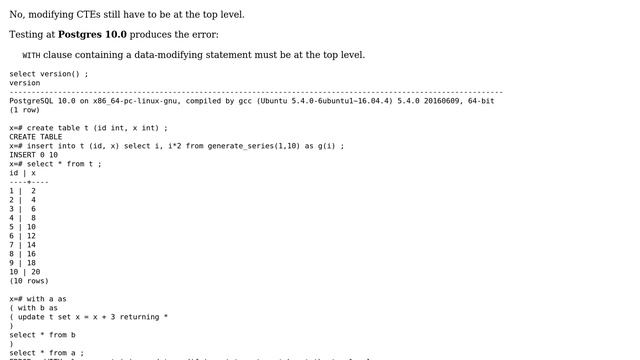 Databases: Nested writeable CTEs in PostgreSQL 10? смотреть онлайн
