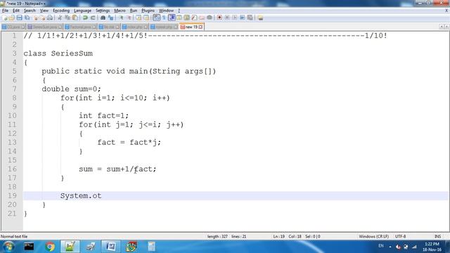 Series of Factorial Sum in Java смотреть онлайн