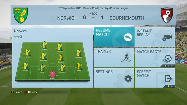 Fifa 16 Norwich City Career Mode BPL #4 Bournmouth 1-1 Draw