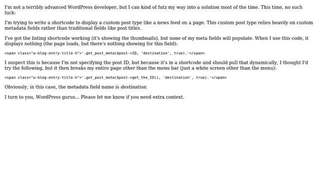 Wordpress: How to call a post's metadata in shortcode.php? смотреть онлайн
