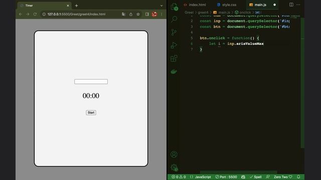 Простой таймер с помощью HTML CSS JS смотреть онлайн