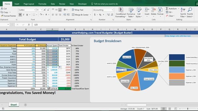 Vacation Budgeting Template in Excel смотреть онлайн