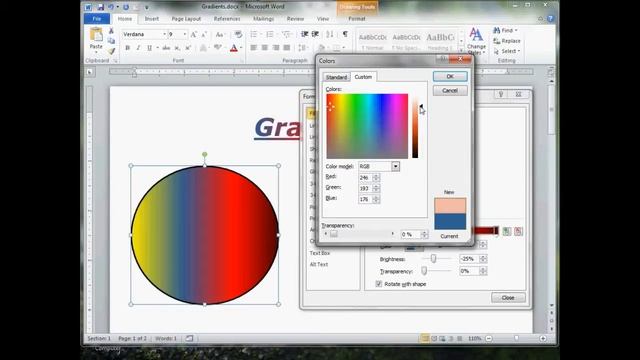 Word 2010 How to make GRADIENTS on Shapes, Pictures and TEXT смотреть онлайн