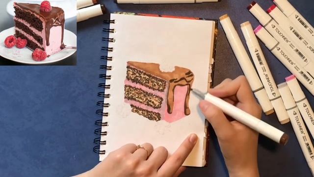 Урок рисования маркерами: ТЕХНИКИ И ПРИЁМЫ. Поэтапный урок рисования. Рисуем тортик смотреть онлайн