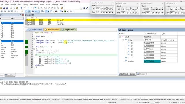 8051 C Program to find smallest number in a array of 32 bit numbers смотреть онлайн