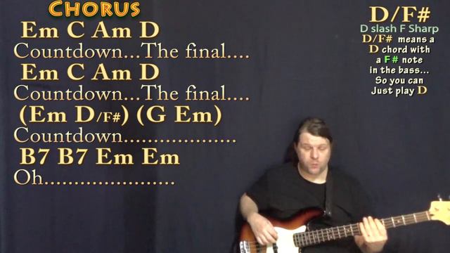 Final Countdown (Europe) Bass Guitar Cover Lesson in Em with Chords/Lyrics смотреть онлайн