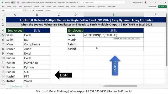 Lookup & Return Multiple Values in Single Cell in Excel (NO VBA | Easy Dynamic Array Formula) смотреть онлайн