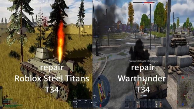 Roblox Steel titans T34 vs WarThunder T34 смотреть онлайн