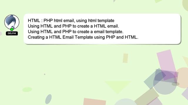 HTML : PHP html email, using html template смотреть онлайн