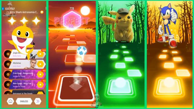 Baby Shark - Pinkfong - Pikachu - Sonic - Tiles Hop EDM Rush