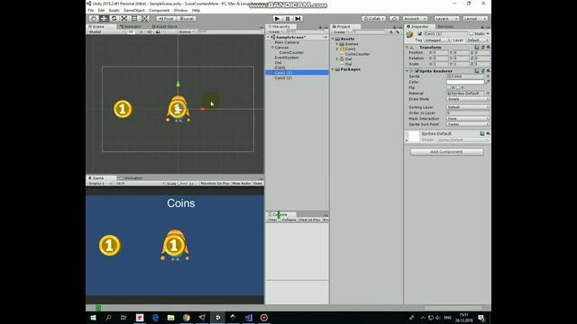How to make a simple coins counter for your Untiy 2d game? Simple tutorial. смотреть онлайн