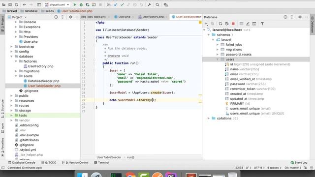 05. Laravel Database Connection | Runs migrations | Create User using Factory and Seeds смотреть онлайн