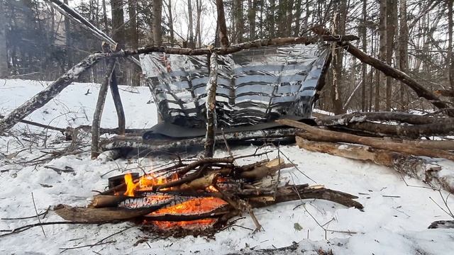 Одиночная ночевка зимой в лесу без палатки и спальника смотреть онлайн