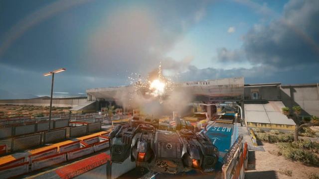 Crossing the border check on a Basilisk Panzer - Cyberpunk 2077 смотреть онлайн