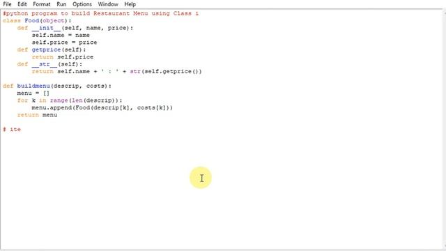 python program to build Restaurant Menu using Class смотреть онлайн