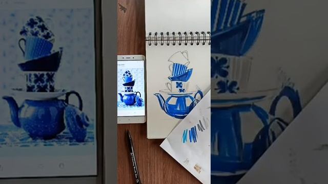 20 MINSKETCH | Быстрый скетчинг маркерами | ЧАШКИ смотреть онлайн