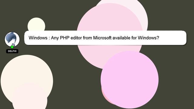 Windows : Any PHP editor from Microsoft available for Windows? смотреть онлайн