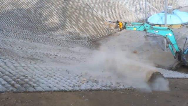 Slope Armoring Of Water Treatment Pond In Oak Harbor Using Flexamat Erosion Control Concrete Blocks