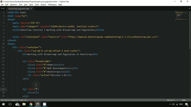 Bootstrap tutorial 8 - How to use breadcrumb and pagination in bootstrap? смотреть онлайн