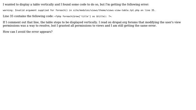 Drupal: Invalid argument supplied for foreach() error in a custom view смотреть онлайн