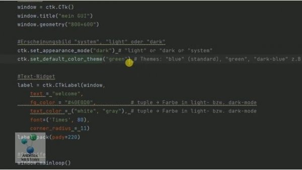 Python  - GUI mit customtkinter EINSTIEG text label