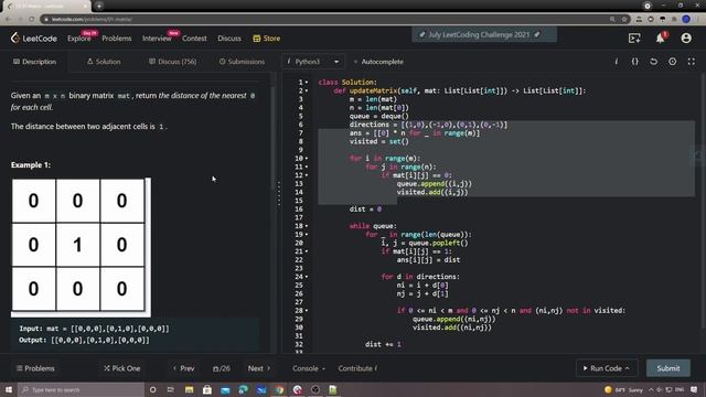 LeetCode 542. 01 Matrix смотреть онлайн