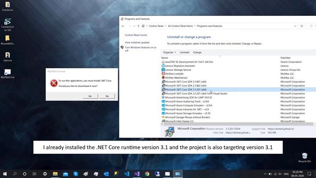 How to solve the error - To run this application, you must install .NET core (For app developers) смотреть онлайн