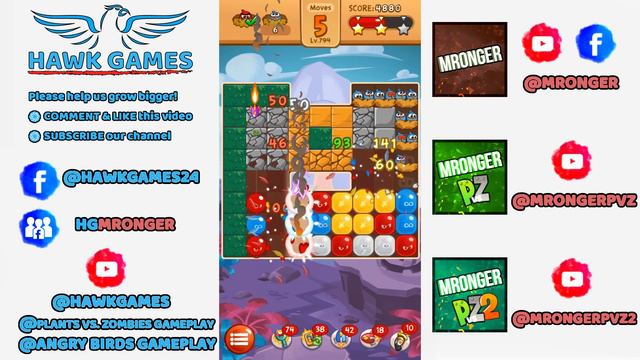 Angry Birds Blast Level 794 - 3 Stars Walkthrough, No Boosters смотреть онлайн