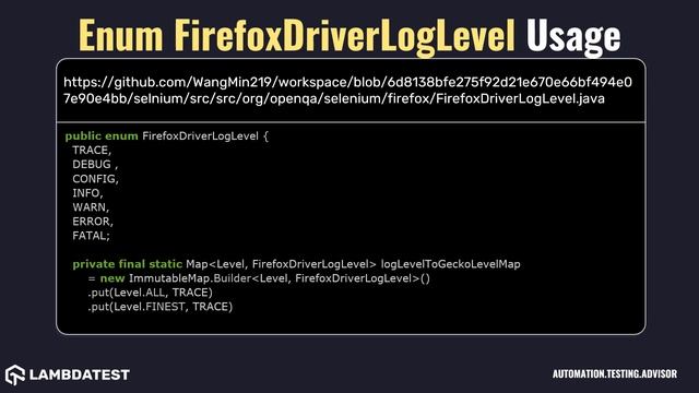 org openqa selenium firefox Enum FirefoxDriverLogLevel class with examples смотреть онлайн