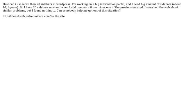 Wordpress: How to increase maximum number of sidebars support? смотреть онлайн