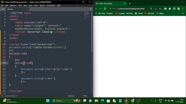 How to print Multiplication table using Nested While loop in JavaScript? @mitindia81 смотреть онлайн