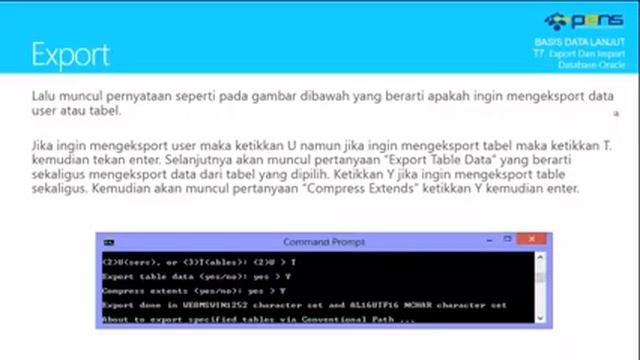 Basis Data Lanjut Oracle: Teori 7 - Export dan Import смотреть онлайн
