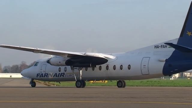 Antwerp airport Fokker F-27 startup and T/O смотреть онлайн