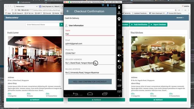 Checkout with Cash On Delivery at Restaurateur Android смотреть онлайн