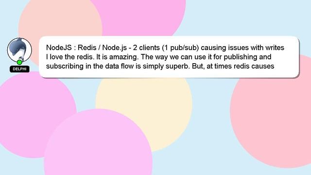 NodeJS : Redis / Node.js - 2 clients (1 pub/sub) causing issues with writes смотреть онлайн