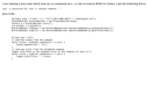 Unix & Linux: sed command not working on Centos in java code смотреть онлайн