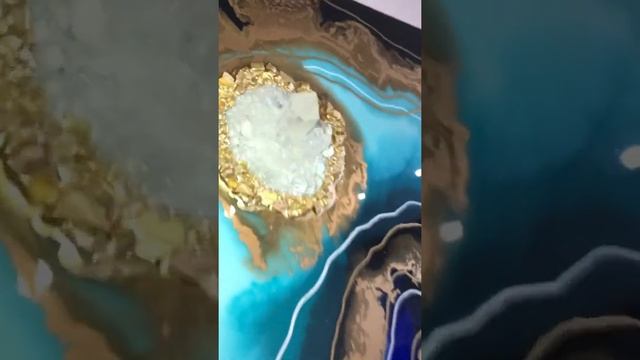 3D Crystal resin geode art. 3д Жеода эпоксидной смолой. Обзор абстрактной картины срез камня геода смотреть онлайн