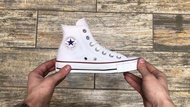 КЕДЫ CONVERSE CHUCK TAYLOR ALL STAR LEATHER HI WHITE смотреть онлайн