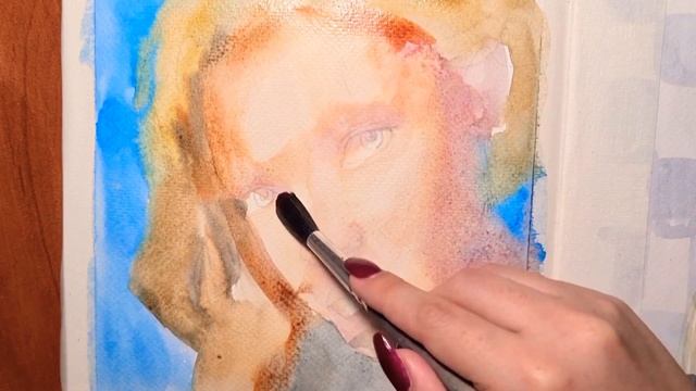 РИСУЮ ПРАВОЙ РУКОЙ. Челендж. Портрет акварелью. смотреть онлайн