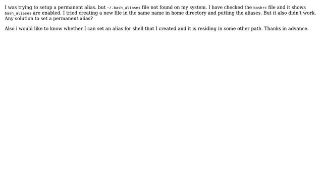 Ubuntu: Problem setting alias, ~/.bash_aliases file not found смотреть онлайн