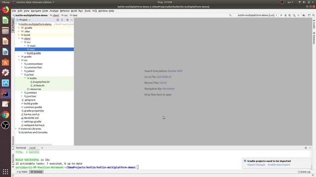 Kotlin Multiplatform: JVM, React, Anko, common. Шаг 14 (Change JsTest, Modularization) Part1 смотреть онлайн