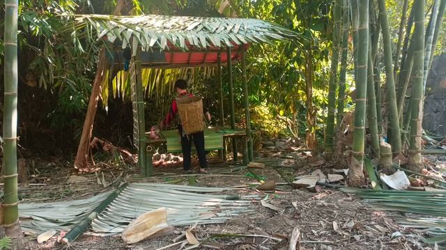 Single Mother And Her Child With Cerebral Palsy, Harvesting Taro To Sell, Grill Meat And Eat