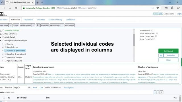Creating Reports in EPPI-Reviewer Web (Coding and Quick Question Reports) смотреть онлайн