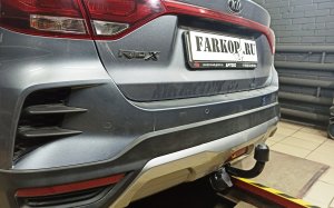 Установка фаркопа на Kia Rio X-line (2020 г.в.) Leader-Plus K123-A и блока-согласования Flash-FA.