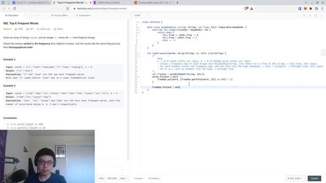Terrible LeetCode in Kotlin: #692 Top K Frequent Words смотреть онлайн