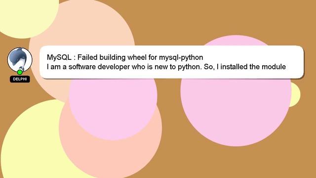 MySQL : Failed building wheel for mysql-python смотреть онлайн