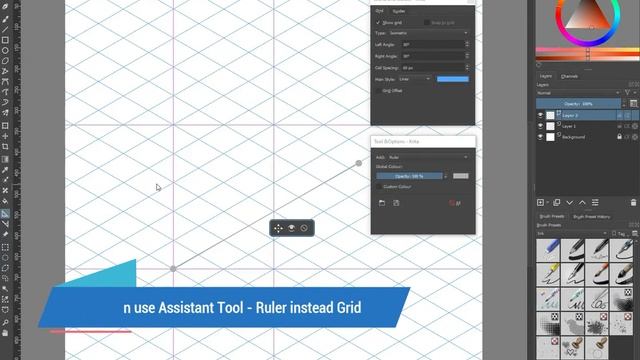 How to draw isometric view grid in Krita for drawing and painting смотреть онлайн