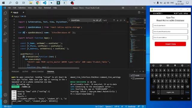 React Native SQLite Data base Insert Value by users. || in Hindi смотреть онлайн