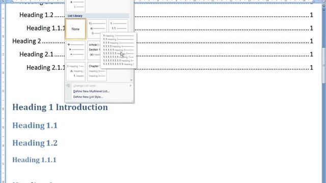 Numbered Headings and Automated Table of Contents - Office Word 2007 смотреть онлайн